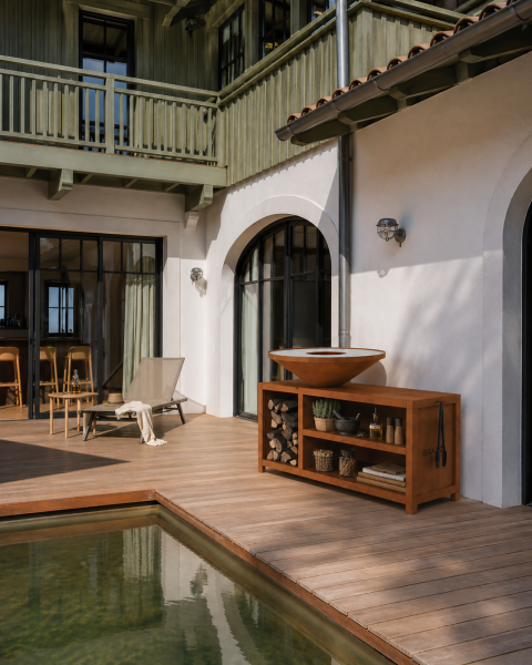 Brasero rond de grand diamètre pour réception et événements extérieurs à Andernos